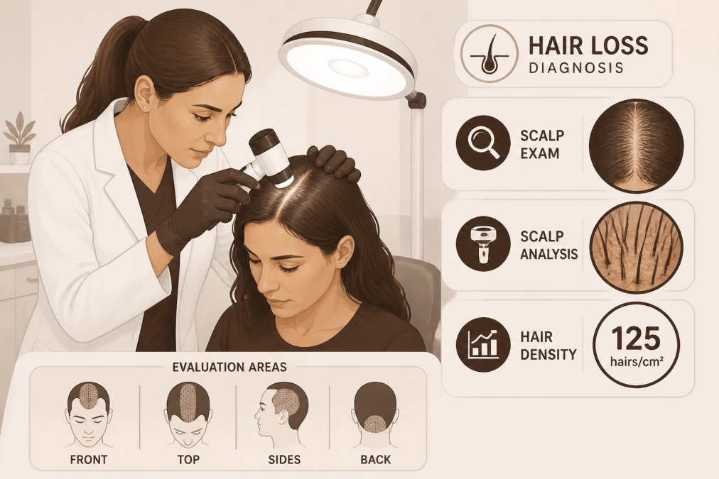 Professional illustration showing hair fall loss treatment