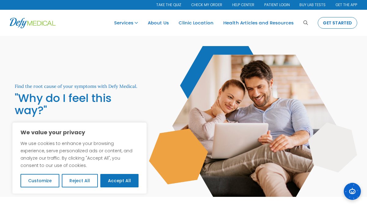 Screenshot of defymedical.com interface