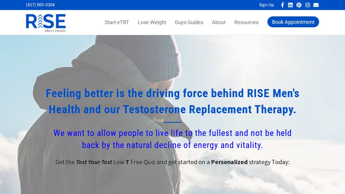 Screenshot of risemenshealth.com interface