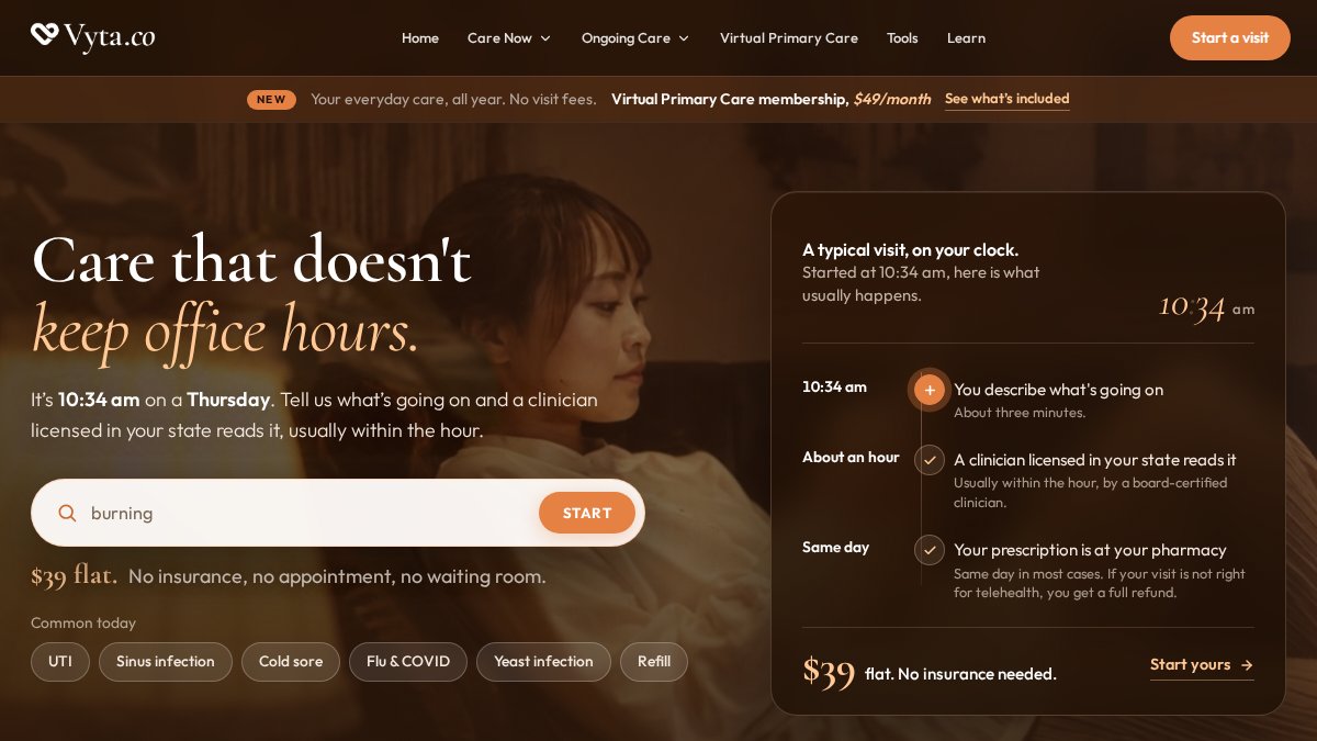 Screenshot of vyta.co interface